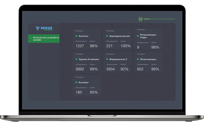 Интерфейс модуля VEKUS MINIG BILLING